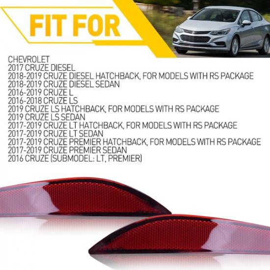 For Chevrolet Rear Bumper Reflector Cruze 2016- Side Marker Light Pair Cover