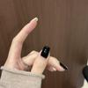 Черно-белые накладные типсы для ногтей в корейском стиле со звездами: Шикарный отбеливающий дизайн для осени/зимы