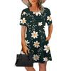 Женские летние платья Женские летние платья с цветочным принтом Повседневные платья с коротким рукавом и круглыми карманами