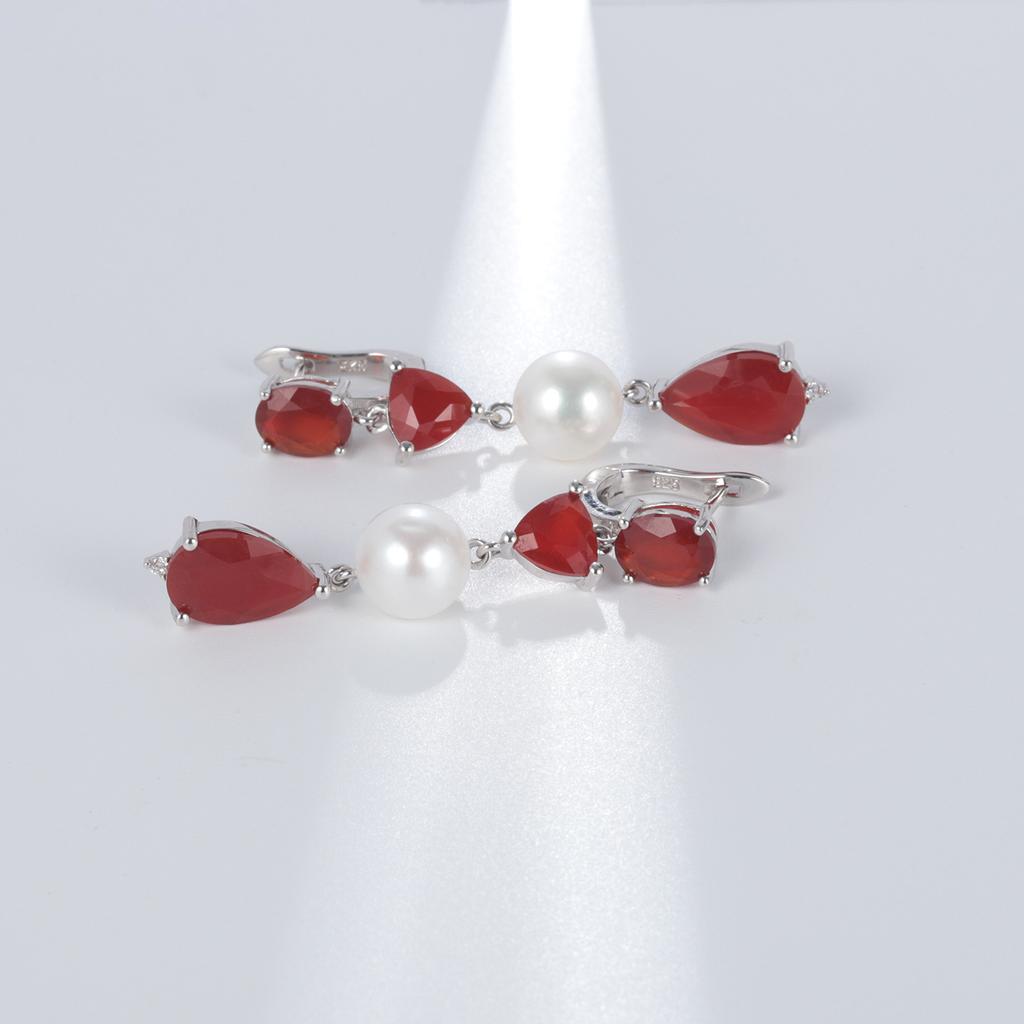 Роскошные персонализированные ювелирные серьги из натурального жемчуга, высококачественные серьги и серьги из зеленого агата с драгоценными камнями серебра 925 пробы.