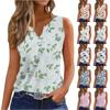 Women's Vest Fashion Casual Sleeveless Small V-neck Retro Printed T-shirt Outer Wear Vest Sexy