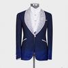 Fashion Men Wedding Suits Shawl Lapel Tuxedos Beads Pearls 3 Pcs (Blazer+Pants+Vest ) Custom Made Prom Evening Party