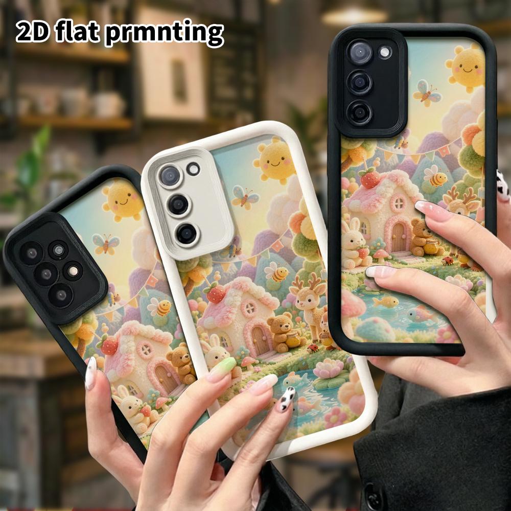 Phone Case: 2D flat, fits Samsung Galaxy A34 A35 M05 M06 S20 S22 S21 FE Plus 5G protective case, forest candy house, perfect Christmas and Halloween h