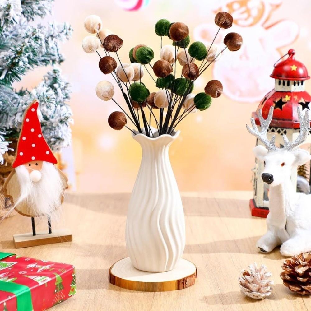 DIY Crafts Christmas Velvet Ball Pick Flocking Foam Ball Sprig Decor Home Decoration