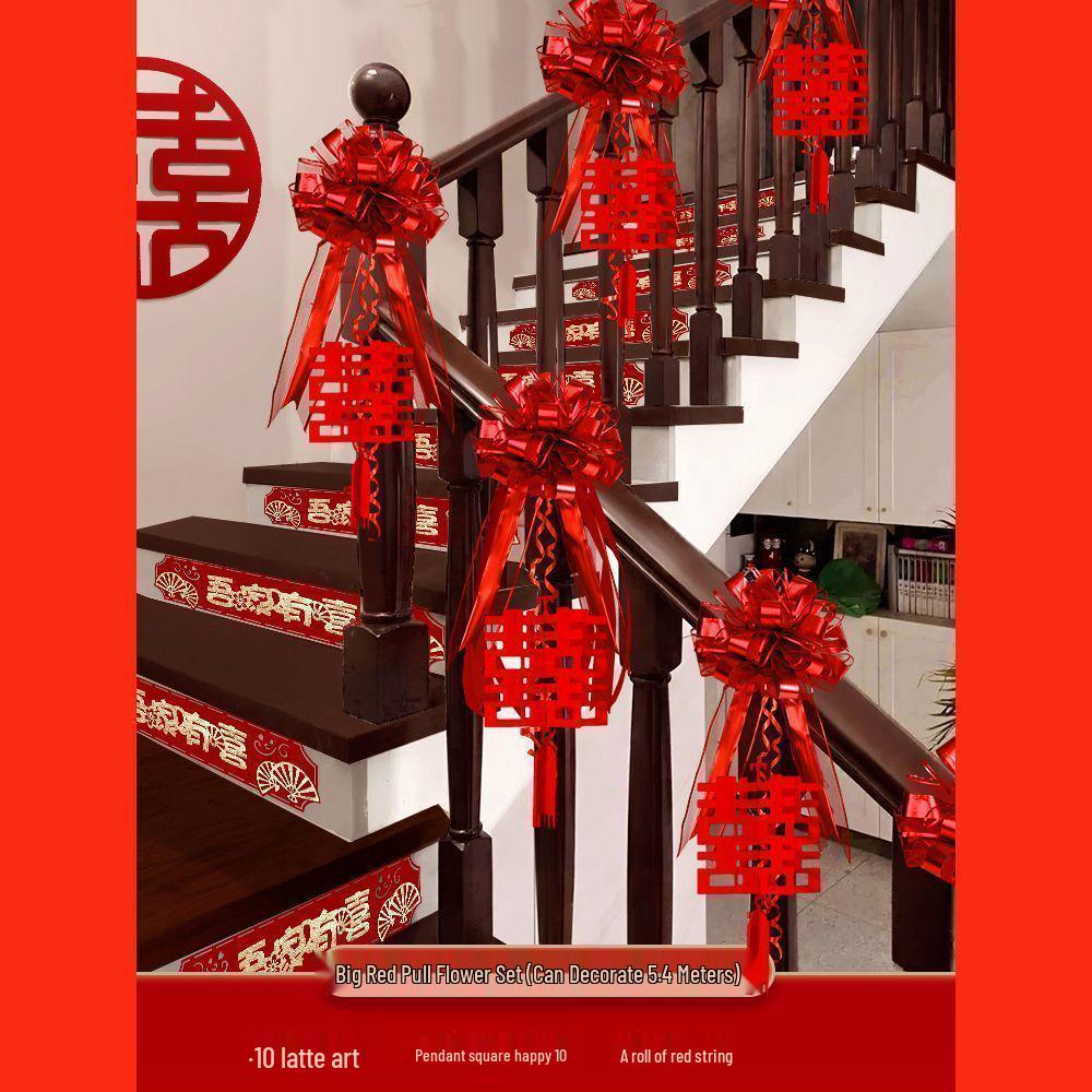 Bridal Stair Railing Decoration Set with Balloons & Flowers