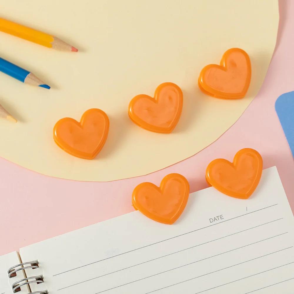 10 шт./лот скрепки в форме сердца, симпатичные многоцелевые маленькие пластиковые скрепки для школьников и студентов