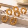 Wind Twist Woven Hollow Geometric Earrings Personalized Fashion Design Copper Material Plated 18k Gold Earrings