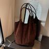 Suede Sewing Thread Retro Women's Shoulder Bags Casual Versatile Solid Colors High Capacity Handbag Tote