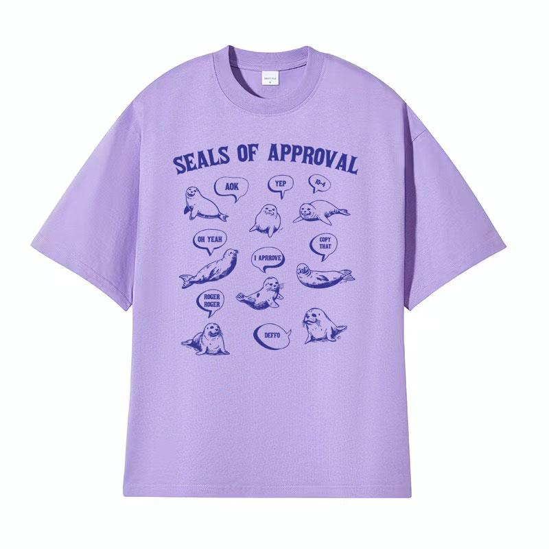 Seals of Approval Funny Meme Retro TShirt for Men Women Fashion Aesthetic 90s Tshirts Casual Cotton ONeck Short Sleeve Tshirt
