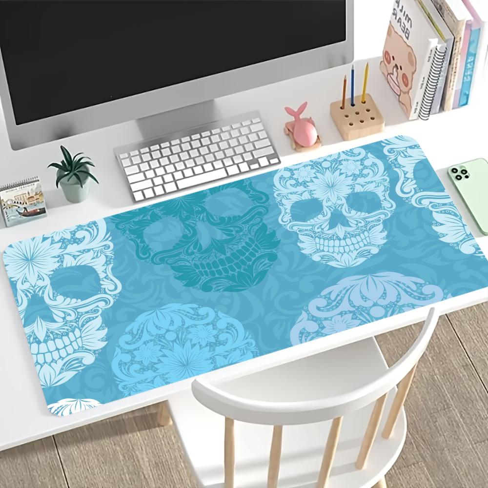 Rose Skull Gaming Mouse Pad Non Slip Rubber Stitched Edge Keyboard Table Mat For Laptop Office Desktop Use