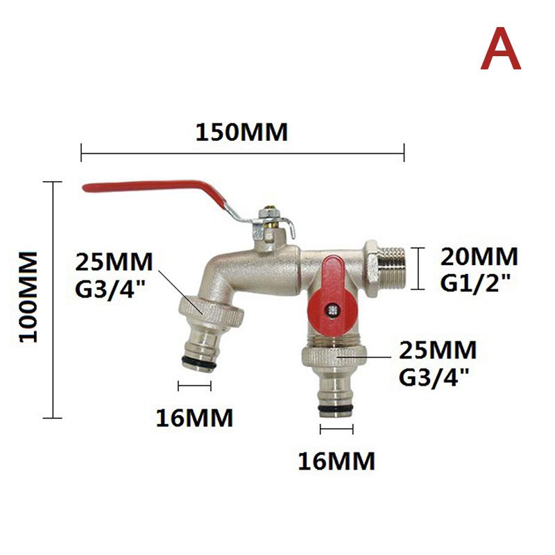 1 шт. двойной водопроводный кран 1/2'' 3/4'' соединитель для разветвителя воды, соединительный адаптер, переключатель клапана, садовый шланг, соединение крана для полива