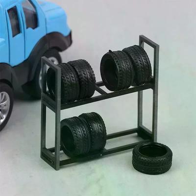 1:Стойка-дисплей для шин масштаба 1:64 и 7 шин, Аксессуар для сцены гаража модели автомобиля, Набор инструментов для ремонтной мастерской, Миниатюрный реквизит