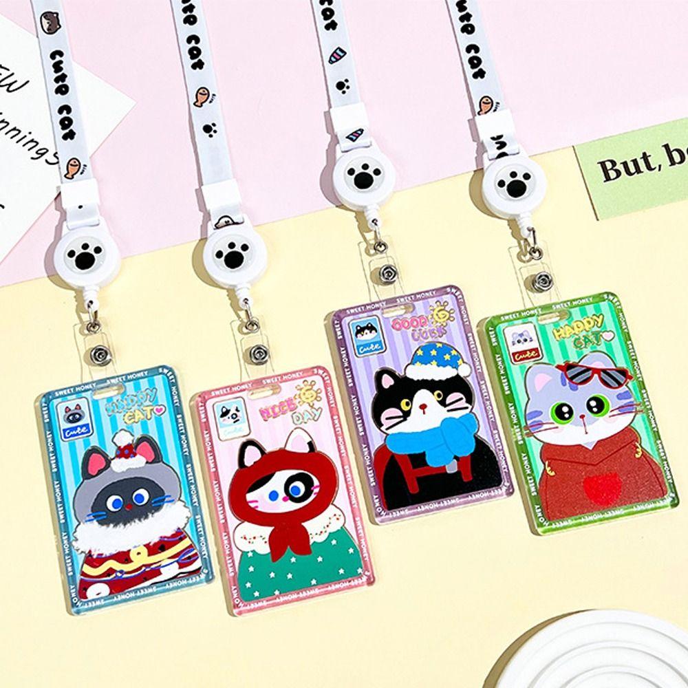 Портативный карман для карт с шейным шнурком, защитный чехол для карт, милый держатель для карт, канцелярские товары