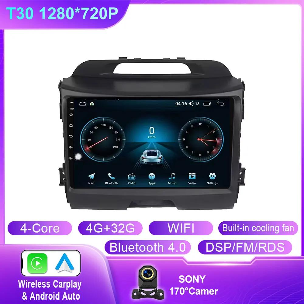 Android 14 Carplay Auto для Kia Sportage 3 2010 2011 2012 2013 3014 - 2016 Автомобильный Радио Мультимедиаплеер GPS Стерео Видео 4G WiFi