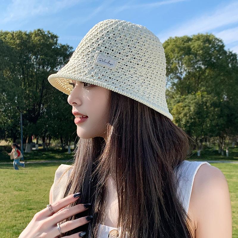 Seaside Beach Hat Lace Straw Hat Children Summer Visor Breathable Sunscreen Bucket Hat Vacation Style Straw Hat