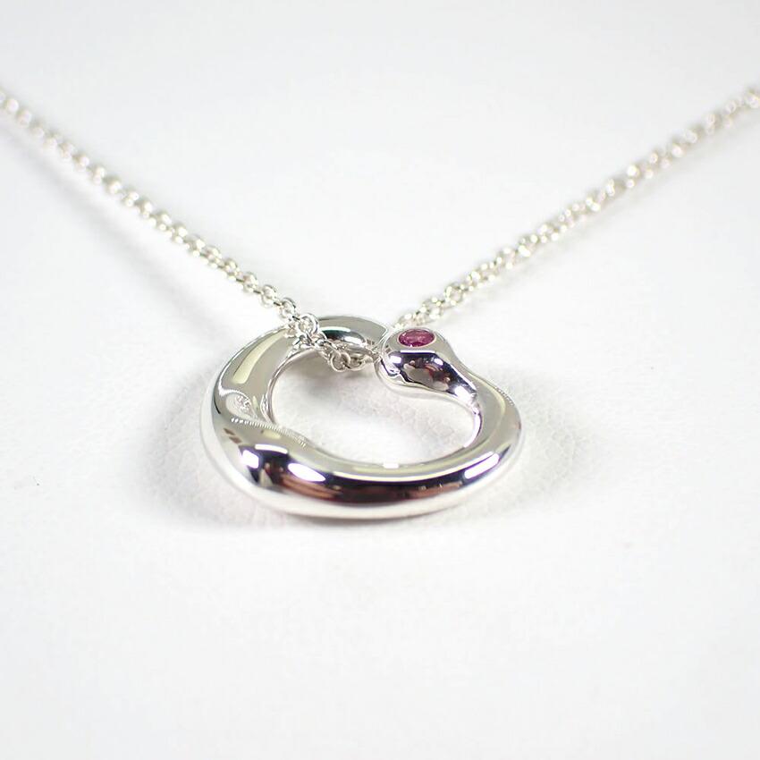 [Б/у] TIFFANY/Tiffany 925 Pink Sapphire Open Heart Подвеска/ожерелье [g340-46]