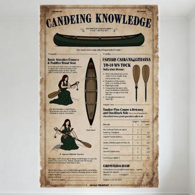 Винтажный металлический постер «Знания о гребле на каноэ» - Старый образовательный плакат с техникой гребли для дома, мужской пещеры, бара, настенный декор