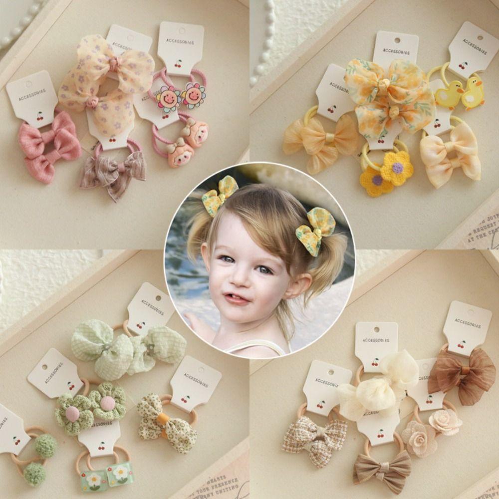 10Pcs Sweet Hair Ties Bowknot Kids Girls Hair Rope Luxury Elastic Rubber Band