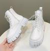 Chunky Platform White Ankle Boots Women Autumn Winter Pu Leather Booties   Women's Thick Bottom Motorcycle Boots Size 35-42