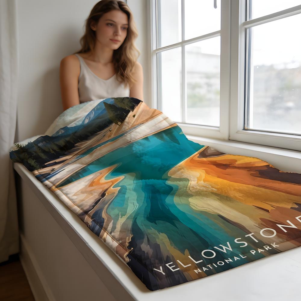 Yellowstone National Park Throw High-Density Short Plush Blanket Soft For Sofa Air-Con Room.