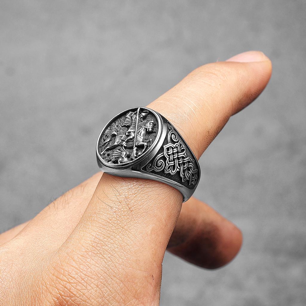 Мужские кольца Saint George Slay Dragon из нержавеющей стали в стиле панк-рок, крутые вещи, модные аксессуары, ювелирные изделия для женщин, подарок