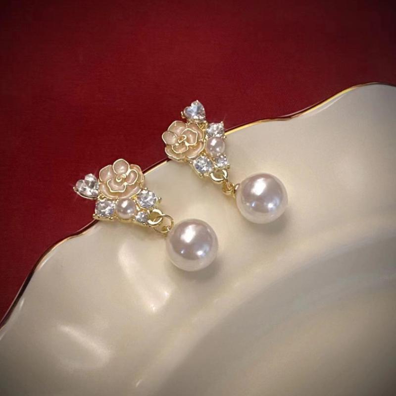 Новый темперамент, французские цветы, жемчуг, циркон, геометрические серьги-джокеры, женские