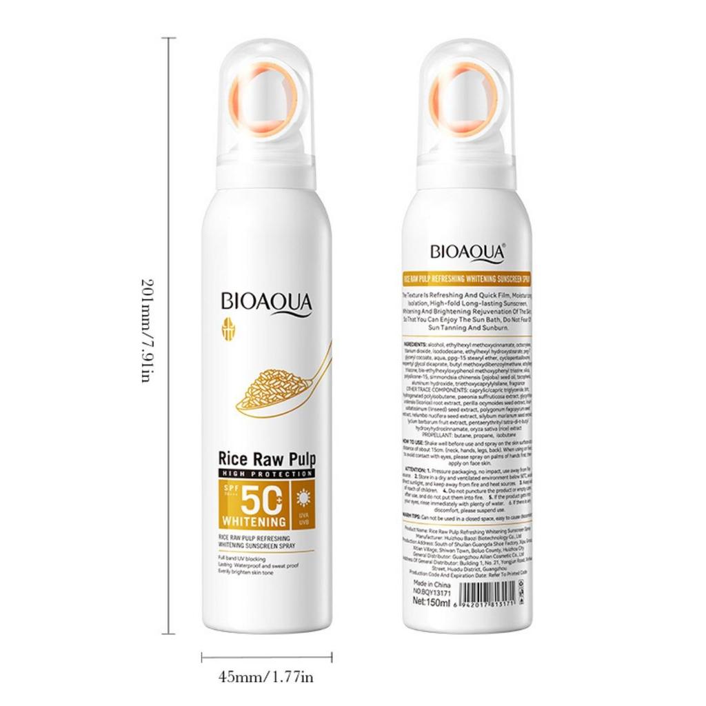 Отбеливающий солнцезащитный спрей с рисовой пастой SPF50+ Защита от ультрафиолета Солнцезащитный крем