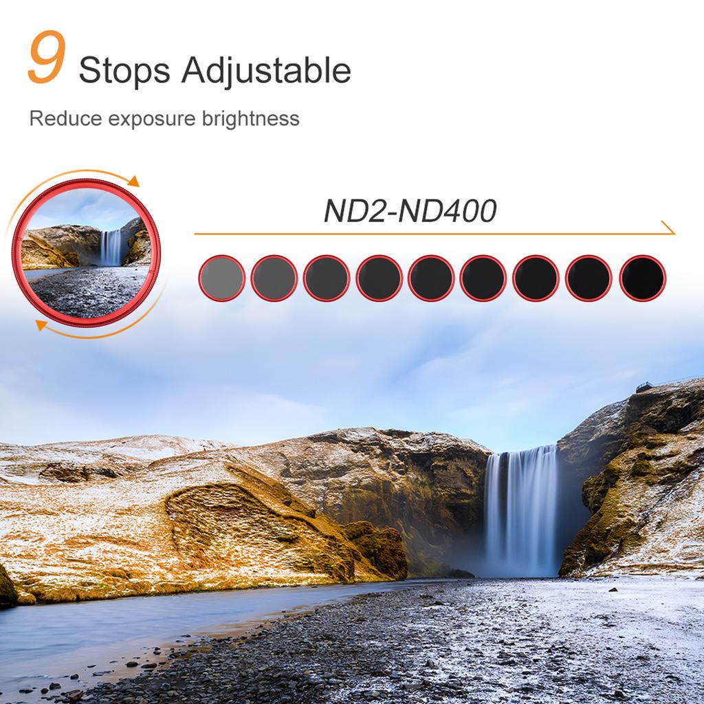 FOTGA Slim ND Fader Variable Filter Neutral Density ND2 To ND400 Red Replacement for Canon
