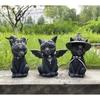 Garden Witch Cat Sculpture Gothic Kitten Decoration Halloween Magic Cat Statue Resin Craft Ornament Home Outdoor Courtyard Decor