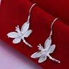 Women Inlaid Stone Dragonfly Design Beautiful Cute Silver Color Wedding Earring Jewelryfactory Price E009