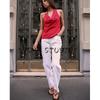 Spring and Summer New Women's Clothing Sexy Open Back Gold Inlaid Sleeveless Hanging Collar Casual Tops 2298058