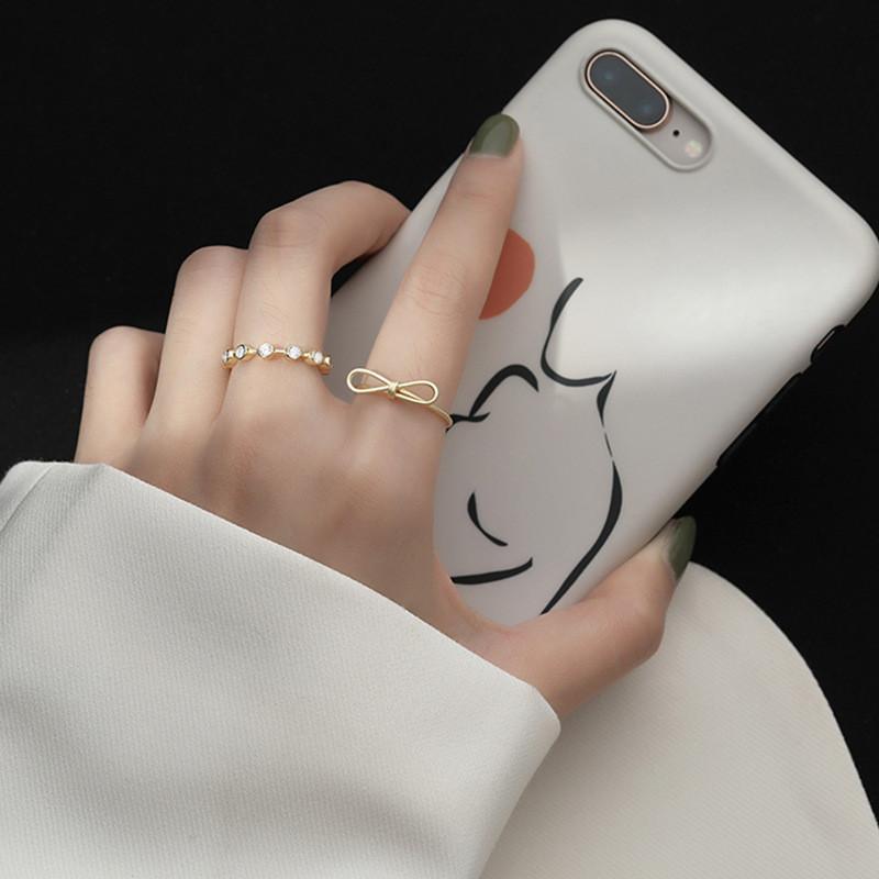 Элегантное золотое кольцо с открытой регулируемой шинкой, украшенное узлом-бабочкой, из стерлингового серебра 925 пробы для женщин