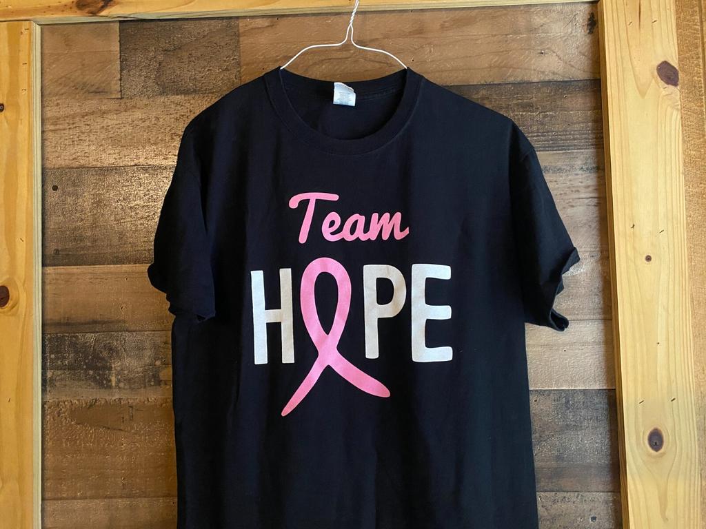 Team Hope T-Shirt Adult Large Cancer Awareness Black Pink White Mens Womens Tee