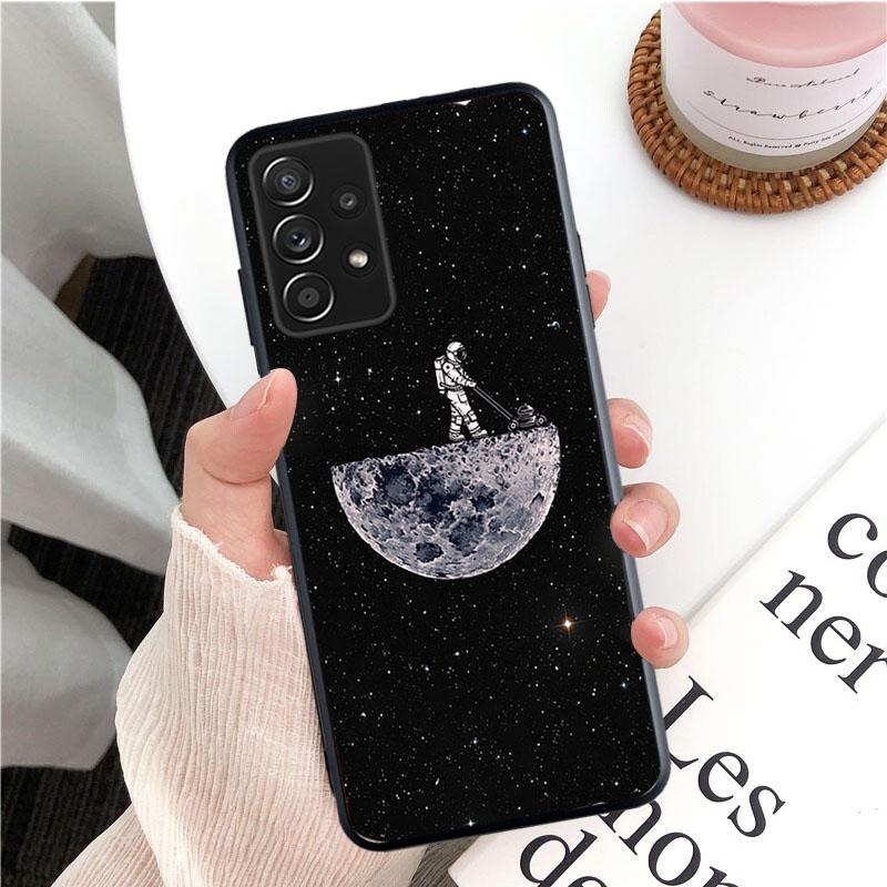 Чехол для телефона «Луна-космонавт» для Samsung Galaxy A35 A55 A54 A15 A25 A05s A05 A22 A24 A52 A33 A34 M34 M14 M54 M23