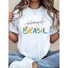 Женская футболка большого размера с графическим принтом 'Бразилия BRASIL', повседневная футболка с коротким рукавом и круглым вырезом для лета и весны, женская одежда