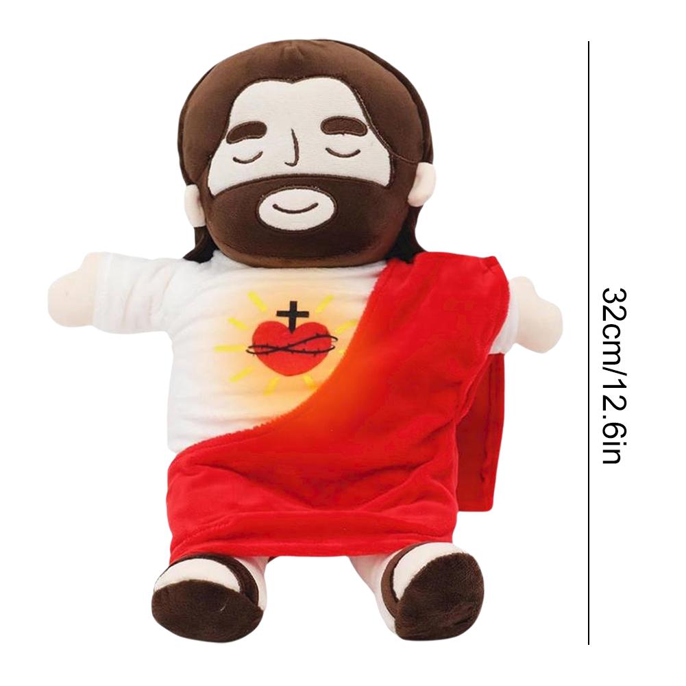 32cm Breath Jesus Soothes Plush Toy Soft Soothing Savior Doll Plushies Comforting Jesus Heart Toy Easter Christmas Gifts for Kid