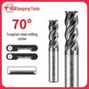 Tiangong 70° Tungsten Carbide CNC End Mill: High-Precision, Anti-Vibration, Flat Bottom, Four-Edge Cutter for Stainless Steel.