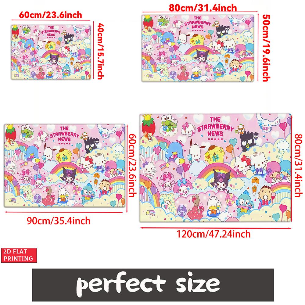 Kawaii Cute Cartoon Characters Doormat,2DPrint Non-slip Floor Mat, Entrance Rug for Bathroom Living Room Kitchen Home Decor Gift