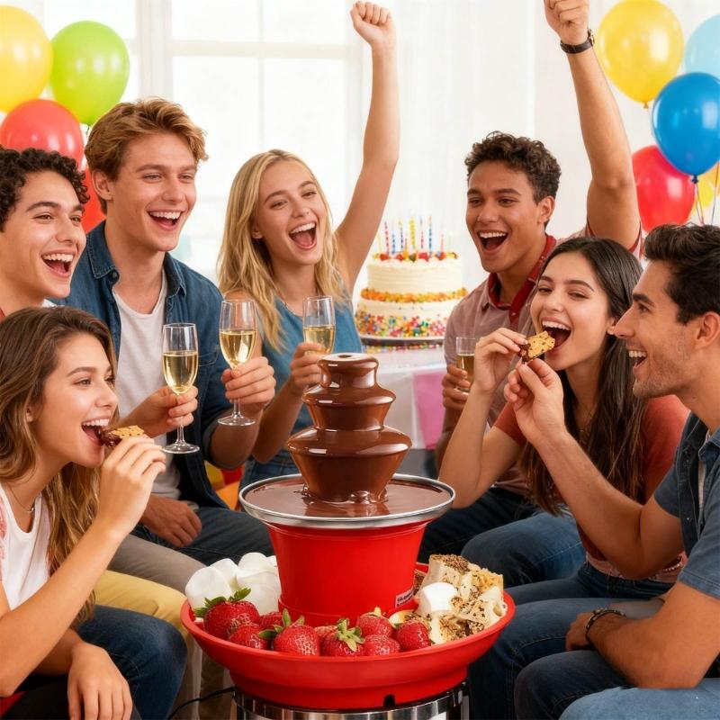 Multipurpose Chocolate Fountain Maker 3 Layer Electric Chocolate Fondue Fountain for Candy Melting And Cheese Dipping