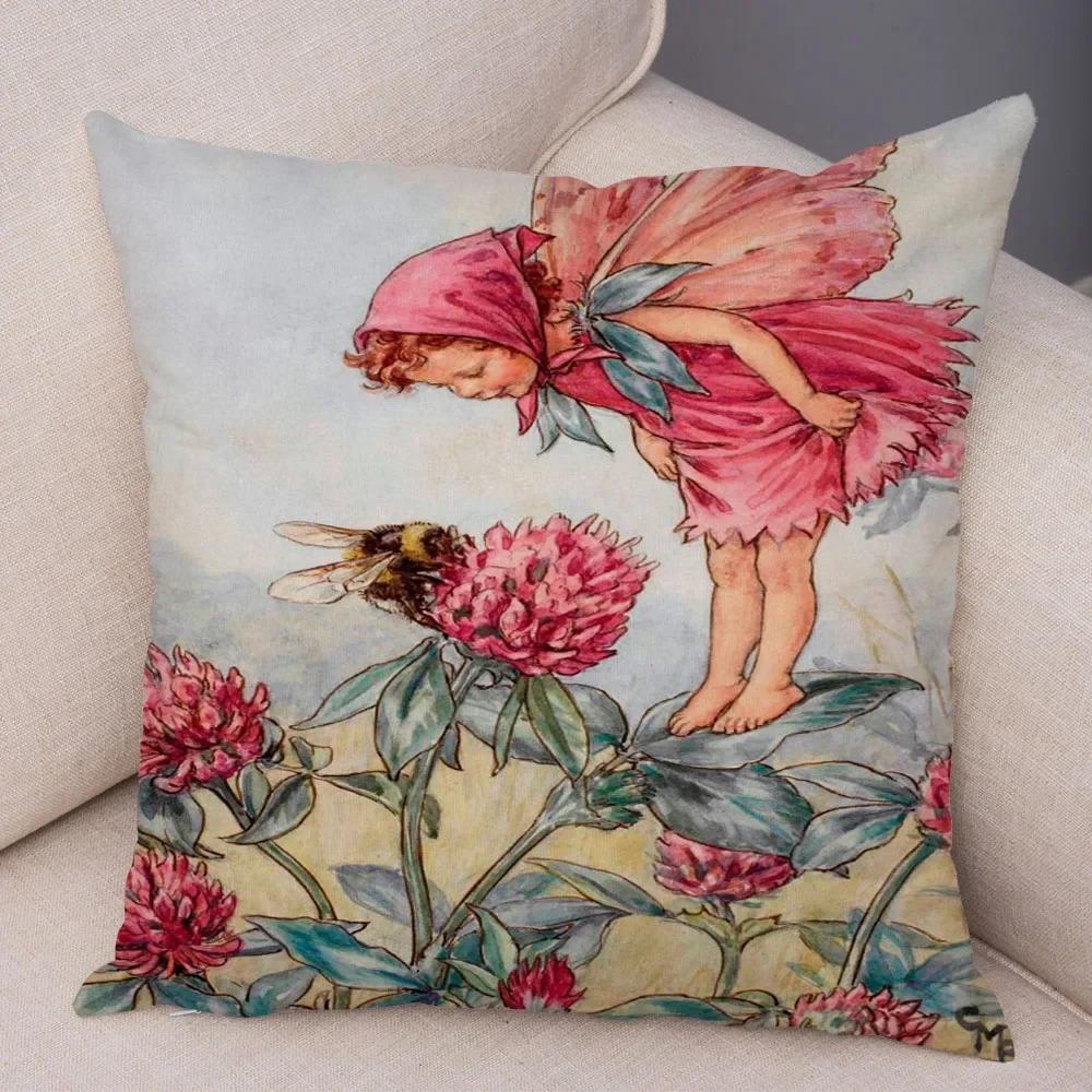 Сказочный мир эльф диван красочный милый мультфильм девочка-цветок наволочка декоративная домашняя наволочка
