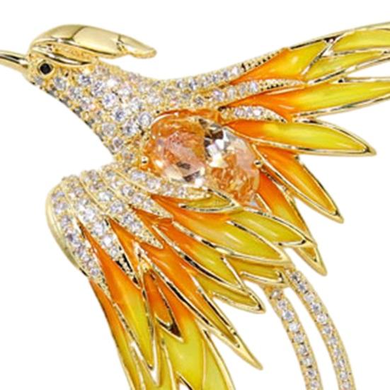 Phoenix Brooch Handmade Enamel Lapel Pin Chinese Style Bird Animal