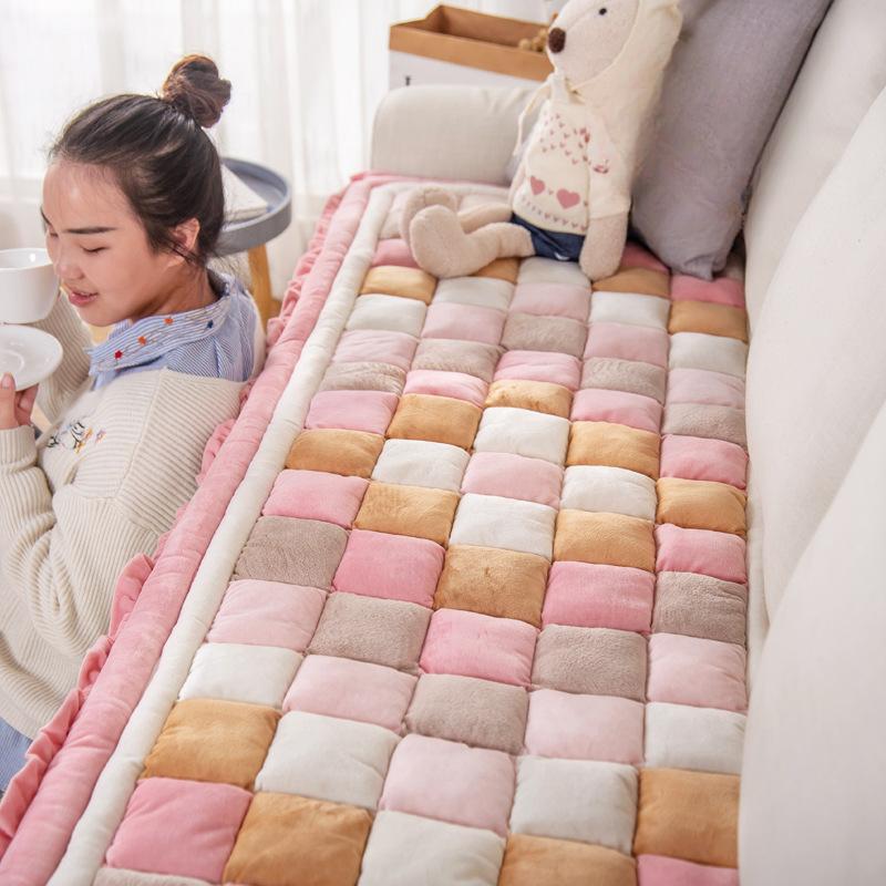 Плюшевая подушка для булочки, подушка для дивана, подушка для четырех сезонов, нескользящая утолщенная утолщенная подушка для трех человек, простой скандинавский осенне-зимний стиль