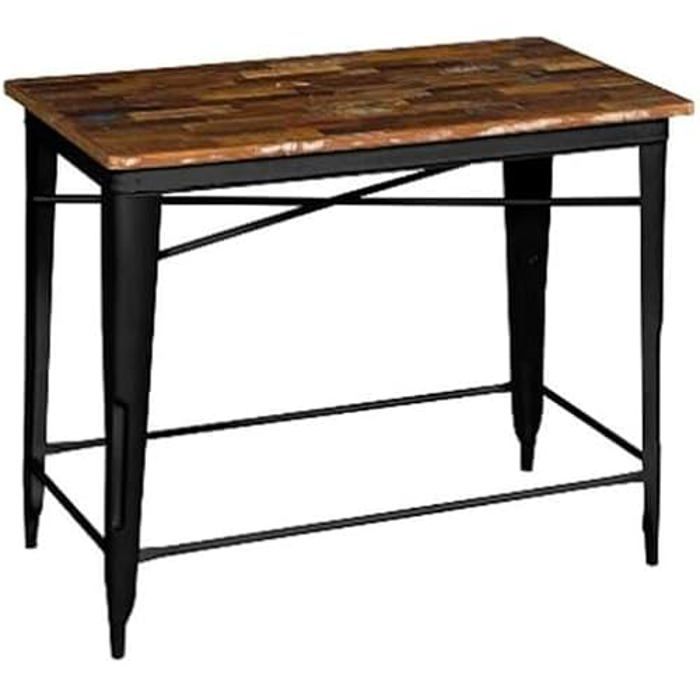 Table de Salle à Manger - HOME ESPRIT - Rectangulaire - Bois et Métal - 120 x 66 x 102 cm - 6 places