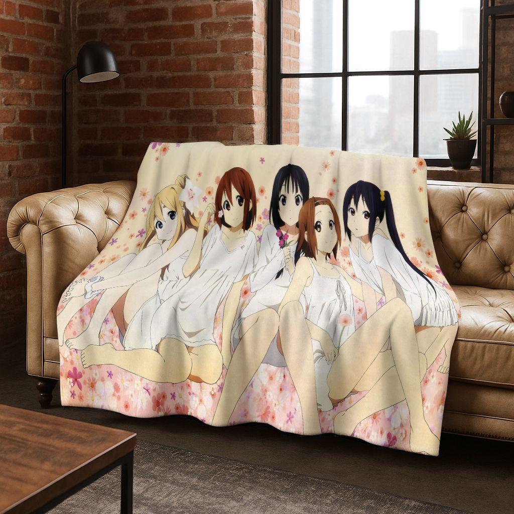 Аниме K-ON Кавайная Девочка Хирасава Юи Музыкальный Мультфильм Фланелевое Одеяло, Уютное Мягкое Плед для Дома Спальни Кровати Дивана Покрытие Ребенок