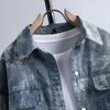Весенняя Новая Модная Джинсовая Куртка для Мужчин Красивая Стирка Лацкан Повседневный Топ Чехол Сумка Камуфляжная Рабочая Куртка