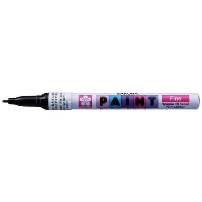 Marqueur permanent - SAKURA - Paint Marker fin - Noir - Pointe en fibre - Indélébile