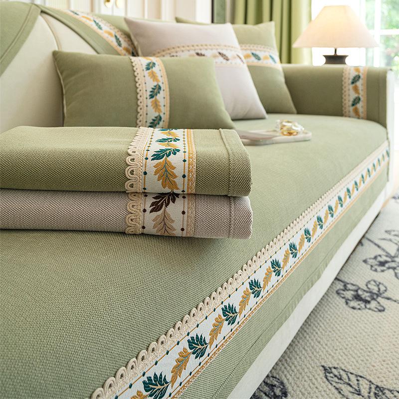 Fashionable And Simple Chenille Sofa Cushion Non-slip Solid Color Light Luxury Embroidered Cushion Sofa Cover Cloth Sofa Cover