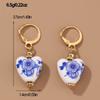 Bohemia Earrings Blue and White Porcelain Earrings Ceramics Flower Beaded Earring  Summer