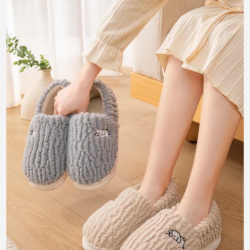 Хлопковые тапочки женские нескользящие теплые плюшевые