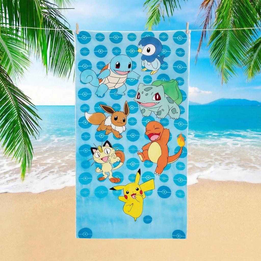 1 шт. Пляжное полотенце с иллюстрацией Pokemon, Быстросохнущее мягкое полотенце, Многоцелевое для путешествий, Спорта, Йоги, Бассейна, Дома, Праздничный подарок